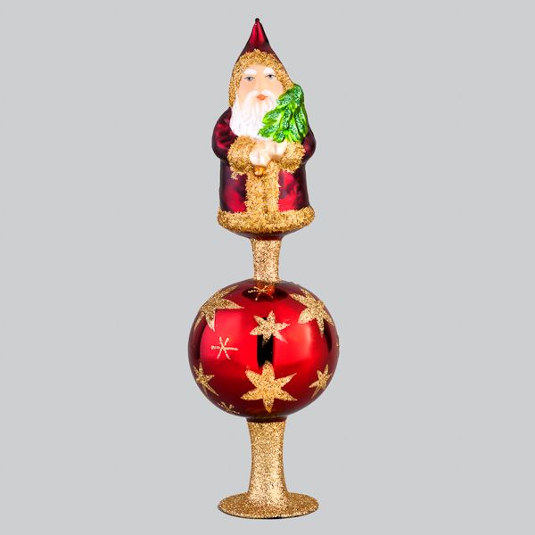 Christbaumspitze, Weihnachtsmann „Brilliant gekrönt“, 22 cm