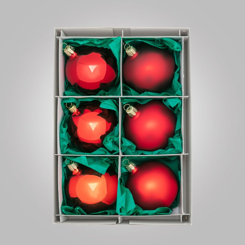Christbaumkugeln, Kugelmischung, Rot-Mix, 6 Kugeln, ø 6 cm