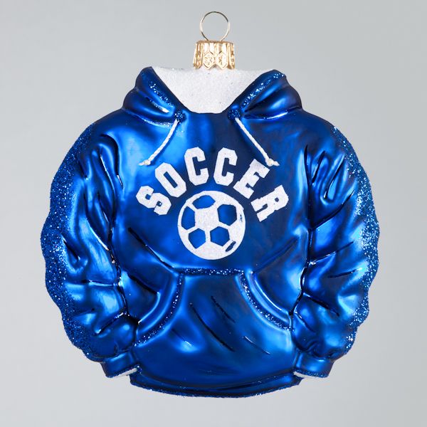 Christbaumkugel, Soccer-Hoodie, Blau, 10 x 10 cm