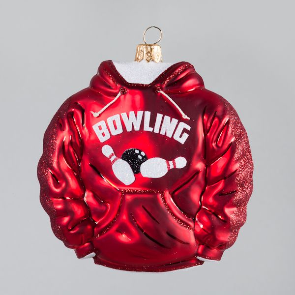 Christbaumkugel, Bowling-Hoodie, Rot, 10 x 10 cm