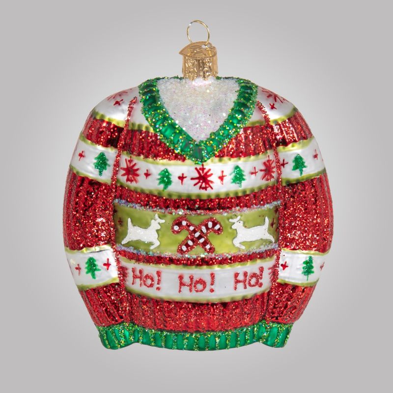 Christbaumfigur, Christmas Sweater „HO, HO, HO“, 9 x 9 cm