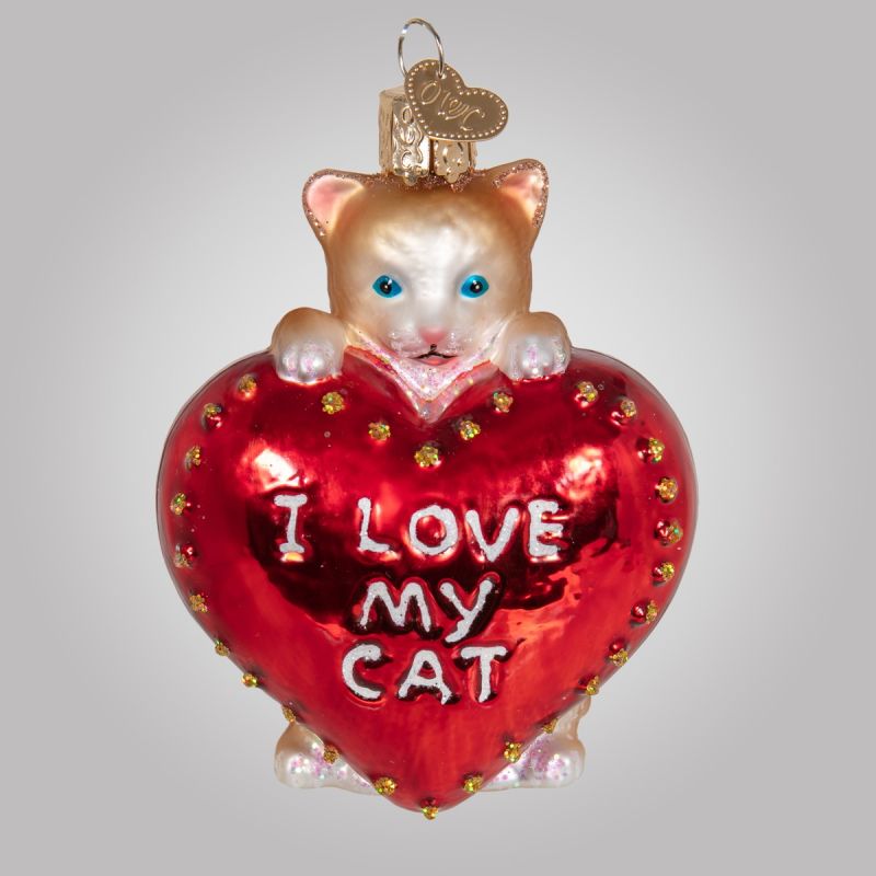 Christbaumfigur, I Love My Cat, 7 x 8 cm