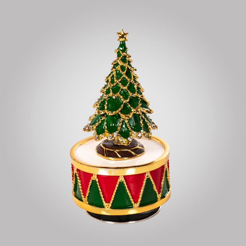 Spieluhr aus Metall mit Weihnachtsbaum, 13 x 7 cm