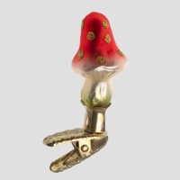Christbaumfigur, Spitzer Mini-Pilz auf Clip, 5,5 x 2,5 cm