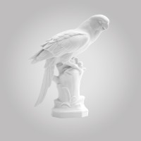 Porzellan-Figur, Gelbbrustara, weiß, glasiert, 27 x 18 cm