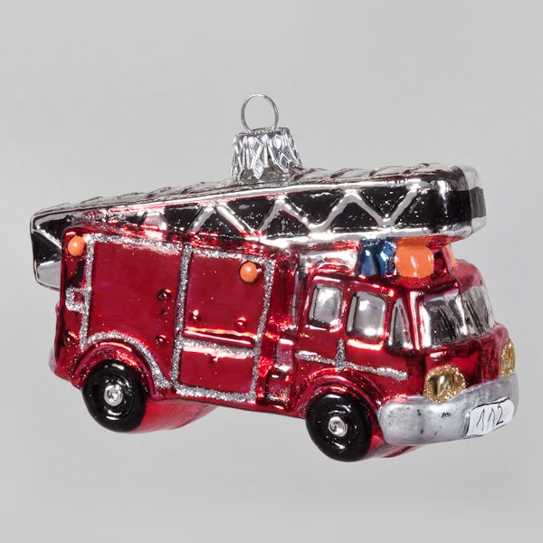Christbaumkugel, Feuerwehrauto „112“, 7 x 11,5 cm