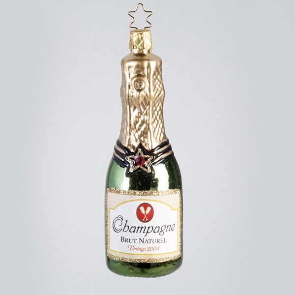 Christbaumkugel, Champagner Flasche, 4 x 12 cm