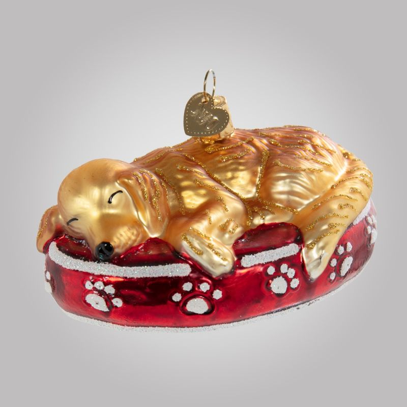 Christbaumfigur, Schlafender Golden Retriever, 10 x 6 cm